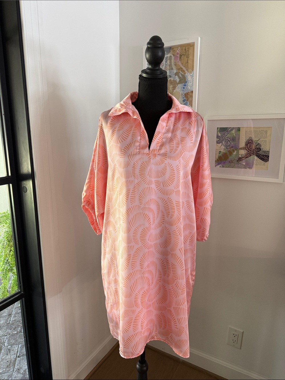 Adrienne Pink Patterned Shirt Dress